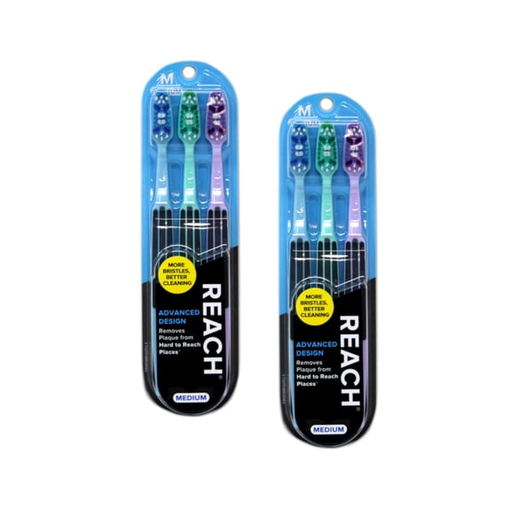 Reach Advanced Design Toothbrushes Medium, 3 Count - Pack of 2