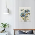 thumbnail image 3 of COMIO Abstract Flower Canvas Wall Art: Navy Blue Elegant Floral Artwork Vintage Vertical Gold Plant Prints Modern Blooming Botanical Painting Country Nature Picture for Bedroom Office, 3 of 4