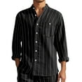 thumbnail image 4 of KKBOTIVE Mens Casual Striped Dress Shirts Stylish Long Sleeve Cozy Button Down Classic Shirt Men's Fashion Black Size: XL, 4 of 5