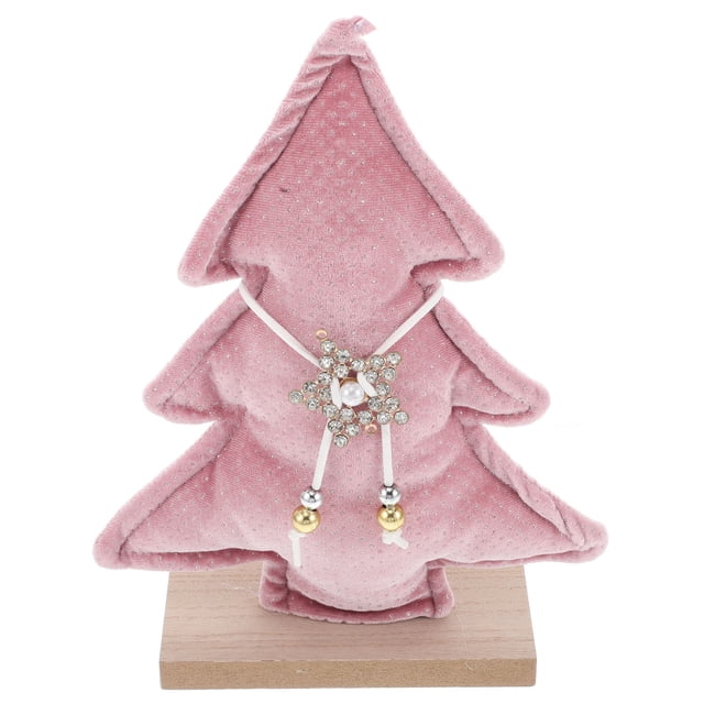 CIMAXIC christmas Christmas Tree Table Decorations Pink Glitter Plush Xmas Pine Tree Holiday Tabletop Centerpiece Shelf Decor Photo Props Rustic Xmas Tiered Tray Decor,9.45"X7.09"X2.36"