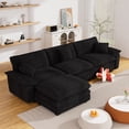 thumbnail image 2 of Nkurdsu 113" Modular Sectional Sofa with Ottoman, Corduroy L Shaped Cloud Couch for Living Room, 3 Seater, Black, 2 of 5
