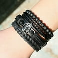 thumbnail image 5 of EOEMY Black Men'S Braided Leather Stainless Steel Cuff Bangle Bracelet Wristband-Superman, 5 of 5