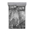 thumbnail image 2 of Ambesonne Black and White Fitted Sheet & Pillow Sham Set, Chicago City, Twinxl, Grey Black White, 2 of 3