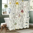 thumbnail image 2 of Mushroom Shower Curtain, Colorful Mushroom Floral Green Leaves Boho Plants Pattern Botanical Bath Curtains Waterproof Fabric with Hooks for Home Decor, 72Wx72H, 2 of 6