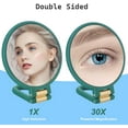 thumbnail image 2 of 30x Magnifying Mirror, Travel Hand Mirrors with Handle - Double Side Handheld Mirror with 1X 30X Magnification & Adjustable Handle/Stand, Hand Held Foldable Travel Mirror for Makeup(Army Green), 2 of 6