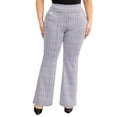 thumbnail image 2 of Plus Size Tummy Control Butt Sculpting Flare Pants With Pockets - Black, White Plaid, 2 of 7