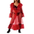 thumbnail image 2 of POINTERTECK Lingerie pour Femmes Robe Aguichant en Maille Transparente Manches Longues Kimono Robe de Bain Couverture avec Duveteux, 2 of 9