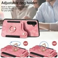 thumbnail image 6 of ELEHOLD for Samsung Galaxy S22 Plus Case with Ring Holder, Galaxy S22 Plus Wallet Case with RFID Blocking Card Holder Wristlet Strap, Magnetic Button Flip Folio Kickstand Shockproof Phone Cover,Pink, 6 of 10