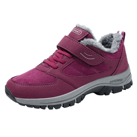 

Fsqjgq Warm Women s Boots Fashion Winter Women Snow Boots Thick Soles Non Slip Solid Color Lace Up Hook Loop for Warm and Comfort Heated Womens Snow Boots Purple 41