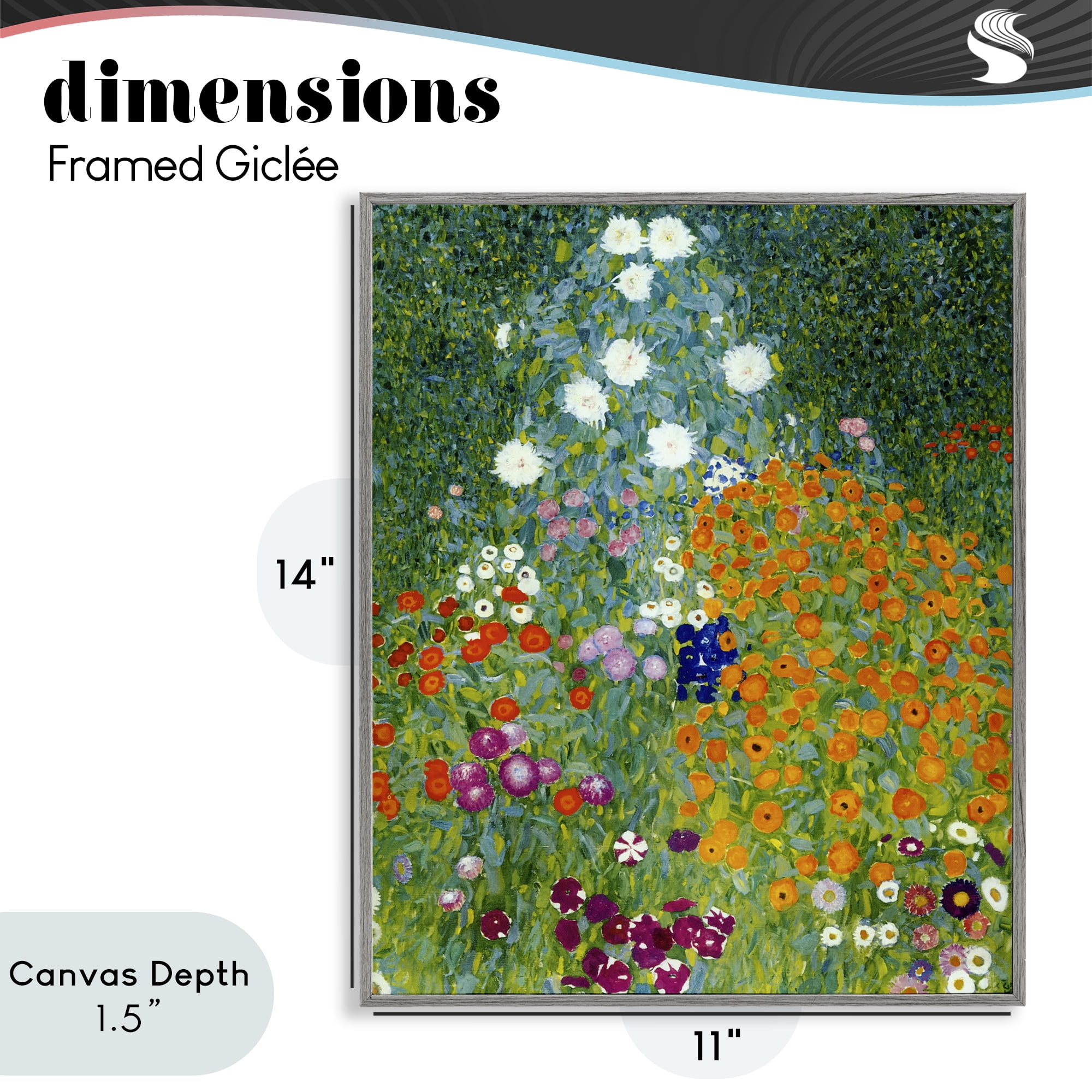 Stupell Industries Farm Garden Classic Klimt Gray Framed Giclee Art, design by Vintage Hustle