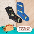 thumbnail image 3 of Foozys Small/Medium Novelty Crew Socks | Taco Time Cute, Fun and Makes a Great Gift! | 2 Pair (Black & Blue) | Women’s Shoe Size 4-10, 3 of 8