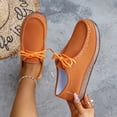 thumbnail image 5 of Womens Loafers Solid Color Lace up Lightweight Boat Shoes Casual Arch Support Slip on Flat Walking Shoes Brown Size 7.5, 5 of 8