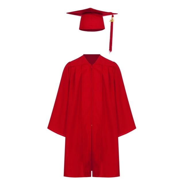 LiiYii Robe de Collation des Grades pour Enfants avec Pompon Uniforme Scolaire Rouge 21