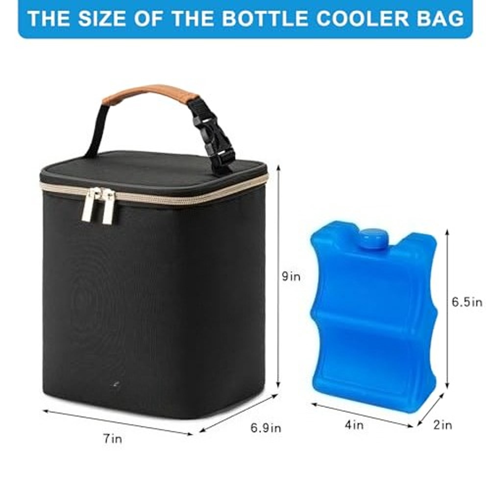 Haimei Breastmilk CoolPack Fits 4 Baby Bottles up to 9 Ounce, Baby Bottle Cooler Bag Suitable for Nursing Mom Daycare, Blacker Bag with Ice