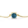 thumbnail image 2 of Gem Stone King 18K Yellow Gold Plated Silver London Blue Topaz Solitaire Bracelet for Women (1.18 Cttw, Cushion Cut 6MM), 2 of 4