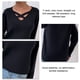 thumbnail image 4 of Mujeres V Cuello Criss Cross Otoño Suéteres Camisas Moda Punto Jersey Casual Manga Larga Tops, 4 of 5