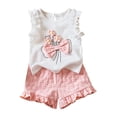 thumbnail image 2 of Bixock Toddler Girls 2 Piece Loungewear Set,Summer Toddler Clothes Floral Ruffle Sleeveless Tops Shorts Outfits for Girls Age 2-7Y Lightweight Casual Summer Set, 2 of 6