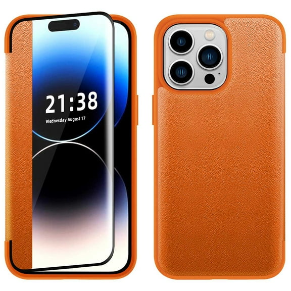 Flip Cover Leather Hybrid Case for iPhone 12 / iPhone 12 Pro - Orange