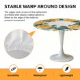 thumbnail image 6 of Orange Rose Wreath Elastic Fitted Round Table Cover Watercolor Flower Waterproof Outdoor Tablecloth for Holiday Party, Picnic, Patio & Dining Fits Tables Up to 55"-60", 6 of 8