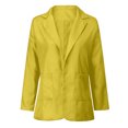 thumbnail image 4 of ZQGJB Clearance Womens Casual Blazers Lightweight Open Front Plus Size Long Sleeve Button Lapel Collar Work Office Suit Jacket with Pockets(Yellow,XL), 4 of 6