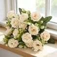thumbnail image 4 of 15 Stem Artificial Rose Bouquet Cream Champagne Flowers for Home Decor Wedding Baby Shower, 4 of 4