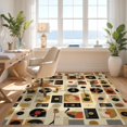 thumbnail image 3 of Design&I 8'x10' Washable Area Rug Sleek Flatweave Pet Friendly Record Vinyl Retro Music Abstract Turntable Motif Cd Disc Shape for King Size Bedroom, Under Bed, 3 of 7