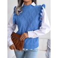 thumbnail image 3 of Women'S Ruffle Cute Sweater Vest Sleeveless Round Neck Summer Knit Pullover Tank Tops Blue M, 3 of 8