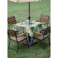 thumbnail image 4 of Outdoor Tablecloth with Umbrella Hole for Patio/Picnic/Party/Camping, Tropical Plants Waterproof Table Cloth Square Cover Washable, Summer Coastal Beach Coconut Tree Green (60"x 60"), 4 of 8
