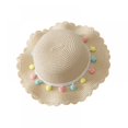 thumbnail image 3 of Toddler Baby Girls Straw Hat Wide Brim Sun Hat with Shoulder Bag Set Cute Pompom Beach Hat, 3 of 3