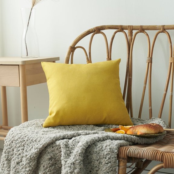 Kabuer Outdoor Waterproof Pillow Covers Outdoor Pillow Covers 18x18 Inch Outdoor Patio Pillows Covers Set of 1 Yellow