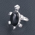 thumbnail image 1 of Women Rings Natural Gems Crystal Turtle Tortoise Lapis Lazuli Obsidian Jewelry, 1 of 6