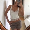 thumbnail image 5 of Women'S Y2k Lace Sleeveless Top V Neck Spaghetti Strap Tank Top See Through Tops White S, 5 of 10