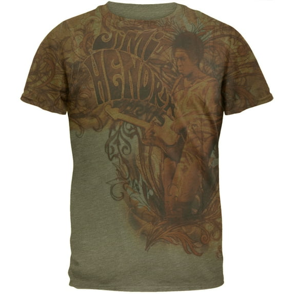 Jimi Hendrix Men's Scrollwork Jam Soft Short Sleeve T Shirt
