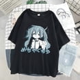 thumbnail image 2 of Camiseta de Manga corta con estampado de Anime para mujer, Top coreano Harajuku, Camiseta básica informal para mujer, cuello redondo, negro, blanco, 2 of 4