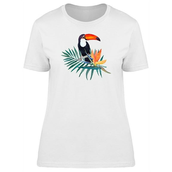 Tropical Watercolor Toucan T-Shirt Women -Image by Shutterstock, Female Large