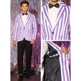thumbnail image 4 of DARING DIVA Men's Striped Blazers One Button Business Stripes Patterned Coats S Purple White, 4 of 6