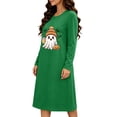 thumbnail image 4 of Taqqpue Womens Sleepshirt Long Sleeve Crew Neck Cotton Nightgown Halloween Graveyard Print Oversized Knee Length Casual Pullover Lightweight Sleep Gown for Women All Plus Sizes, 4 of 6