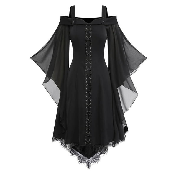 Womens Halloween Dressess,Medieval Renaissance Dresses for Women Victorian Goth Punk Dress Retro Viking Pirate Gown Ren Faire Plus Size Dress Renaissance Dress Girls