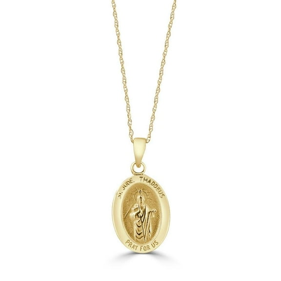 Pompeii 14k White or Yellow Gold Mother St. Jude Thadeus Pendant Necklace 14.5mm Tall (,)