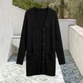thumbnail image 4 of Girls Cardigan Sweaters with Pockets Casual Lightweight Warm Button Down Kids Fall Winter Long Jacket Black 5-14, 4 of 5