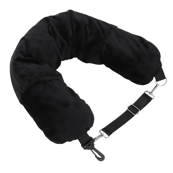 BIMZUC Multifunctional U-Shaped Portable Stuffable Travel Neck Pillow with Storage Bag, Plush Support for Flying and Camping, Soft Material, Black (7.09 inches / 18 cm)