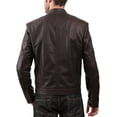thumbnail image 2 of New Men's Genuine Lambskin Leather Brown Slim Fit Biker Motorcycle Jacket A551, 2 of 3