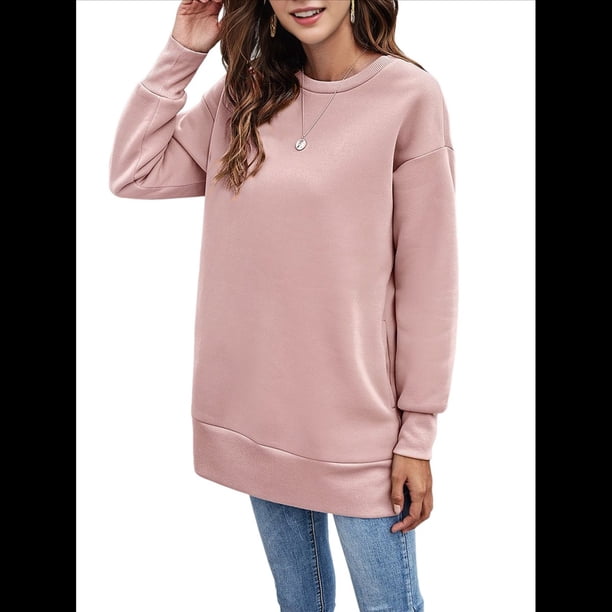 Sudaderas para Mujer, Sudaderas de Cuello Redondo de A , Suéteres Casuales Holgados, Conjuntos Cómodos de Otoño. Rosa XL