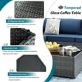 thumbnail image 5 of Walsunny 15 Pieces Patio Wicker Rattan Fire Pit Furniture Conversation Sets with Outdoor Sectional Sofa,45" Gas Propane Fire Pit Table,Glass Coffee Table,Silver Rattan Aegean Blue Cushion, 5 of 6