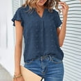 thumbnail image 4 of Njagoc3 Fashion Womens Summer V-Neck Solid Short Sleeve Top Blouse, 4 of 6