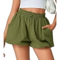 thumbnail image 2 of WULMLEO Casual Drawstring Waist Bubble Shorts for Women - High Waist Loose Fit Shorts with Side Pockets, Breathable Fabric for Everyday & Vacation Army Green XL, 2 of 4