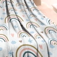 thumbnail image 3 of White Boho Bohemia Rainbows Clouds Hearts Pattern Blanket,Comfortable Soft Flannel Throw Blanket,All Season,Warm Lightweight Blankets for Sofa Bed Couch Living Room Chair,40"x50", 3 of 4