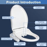 Kerde Smart Electronic Bidet Toilet Seat with Heated Seat and Dryer, Elongated White