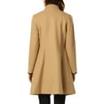 thumbnail image 4 of INSPIRE CHIC Women's Double Breasted Stand Collar Long Sleeve Winter Long Trenchcoat M Khaki, 4 of 5