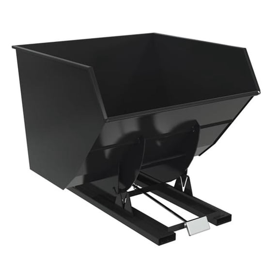 Vestil D-400-HD-BLK-SG 6000 lbs 4 cu. Yard Steel Heavy Duty Self Dumping Hopper - Semi Gloss Black